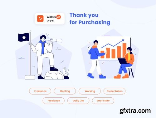 Wakku v2- Work Activities & Daily Life Illustration Pack Ui8.net