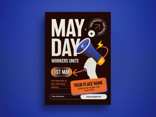 Black 3D International Worker's Day Flyer Layout 580580986