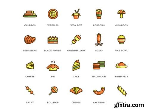 100 Food & Drinks Icons | Eco Series Ui8.net