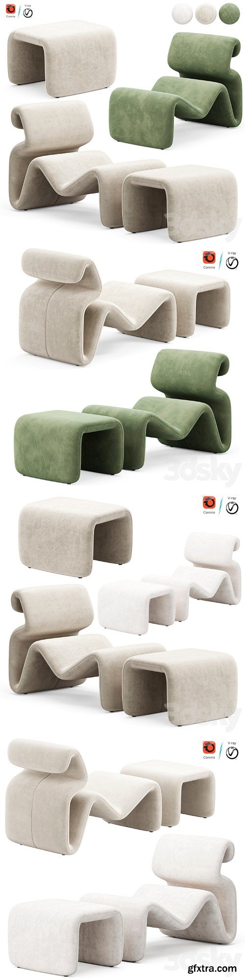 Artilleriet - Etcetera (Fabric Lounge Chair and Footstool)