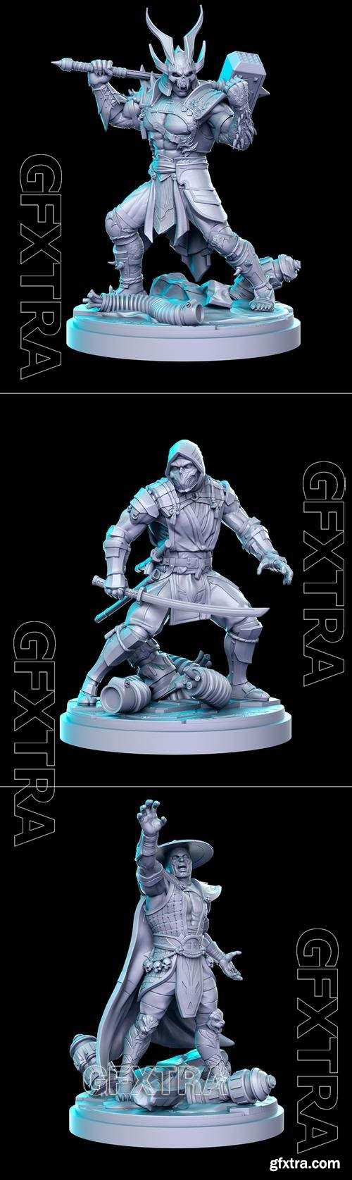 Mortal Kombat Pack Scorpion Shao Kahn Subzero Raiden &ndash; 3D Print Model