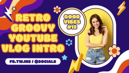 Videohive - Retro Groovy Youtube Vlog Intro MOGRT - 46208234 - 46208234