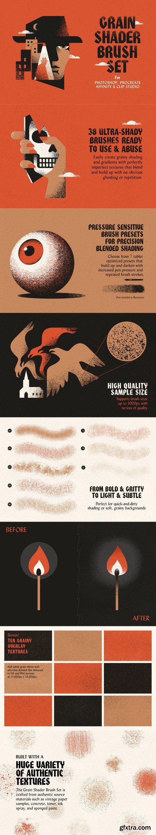 True Grit Texture Supply - Grain Shader Brush Set for Photoshop