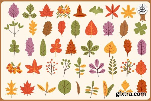 Autumn Leaves Vector Elements. Fall Clipart Set TNY87P3