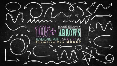 Videohive - 105 Hand Drawn Arrow Pack Mogrt - 47252681 - 47252681