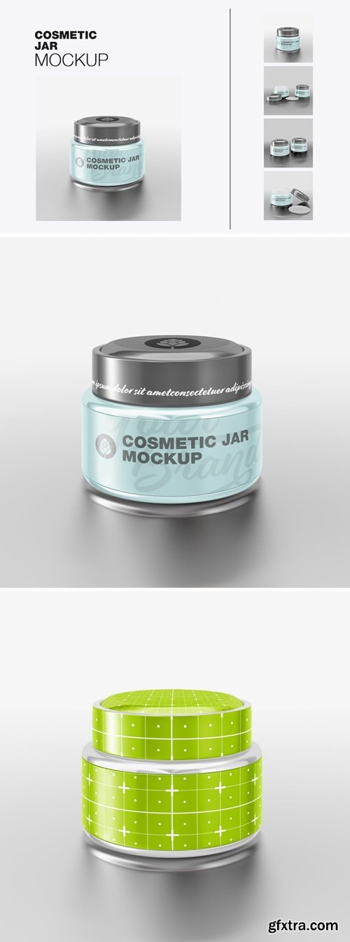 Glass Cosmetic Jar Mockup 7ZCCQRE