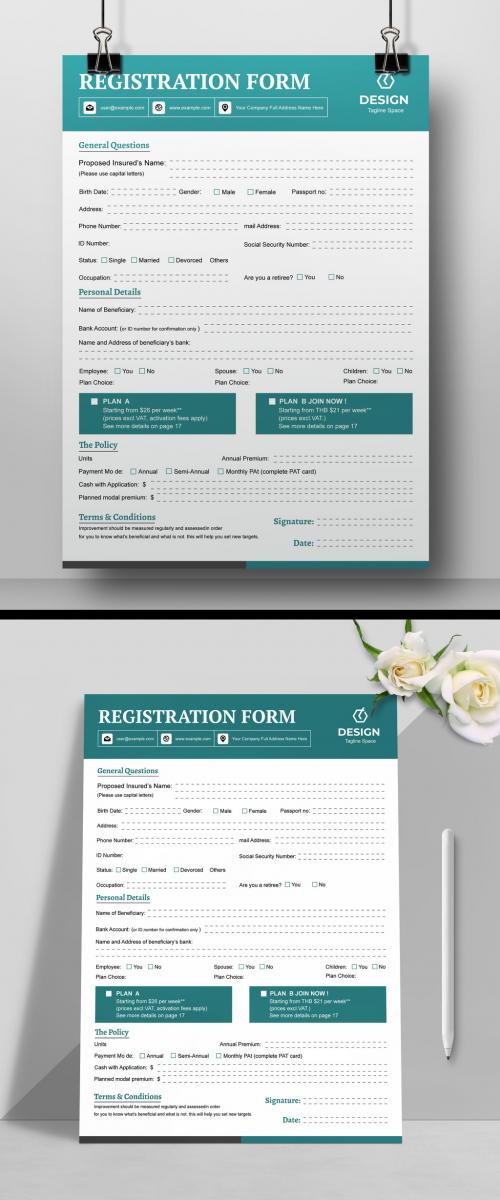 Registration Form Design Template 581022866