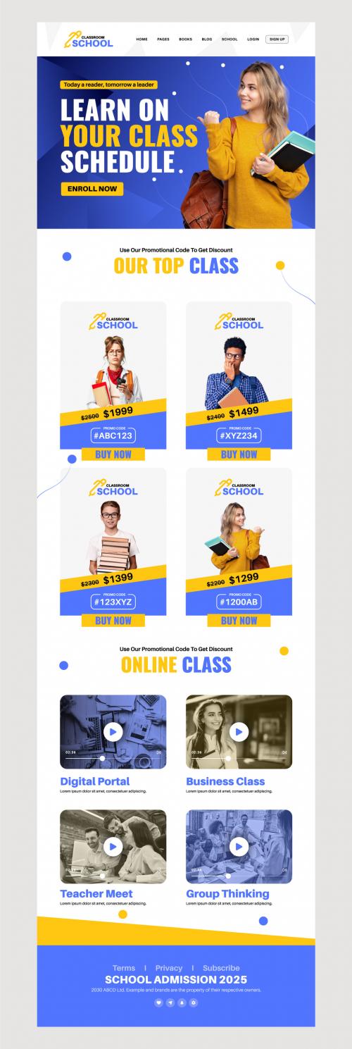 School Web Page Newsletter Design Template 581022943