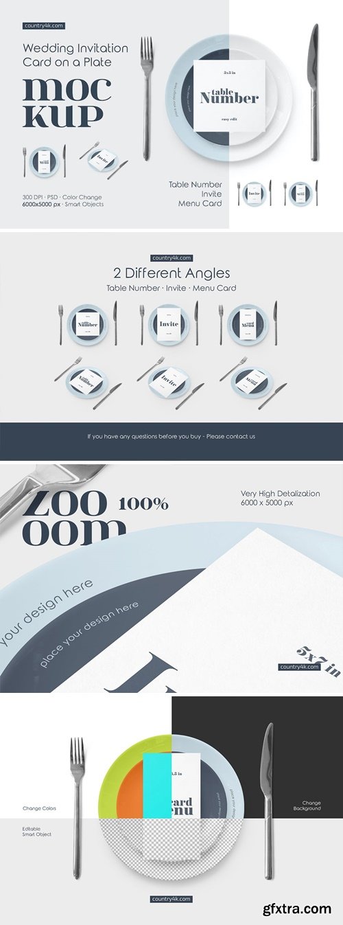 Wedding Invitation Card on a Plate Mockup Set VS56V2S