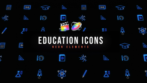 Videohive - Education Neon Icons - 47386967 - 47386967