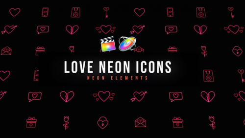 Videohive - Love Neon Icons - 47387045 - 47387045