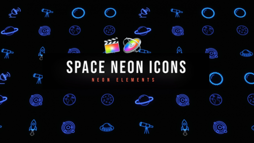 Videohive - Space Neon Icons - 47387100 - 47387100