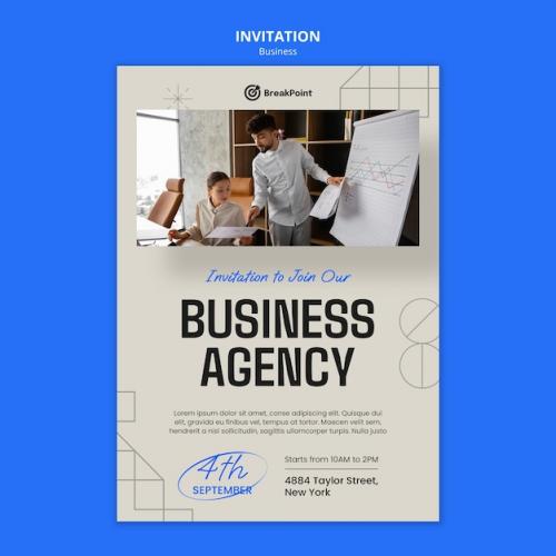 Premium PSD | Flat design business strategy invitation template Premium PSD