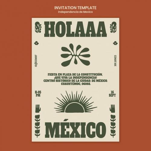 Premium PSD | Flat design mexico independence day invitation template Premium PSD