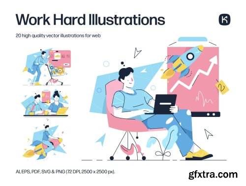 Work Hard Illustrations Ui8.net