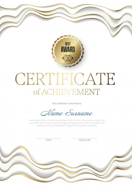 Papercut certificate template - white with golden accent 581767564