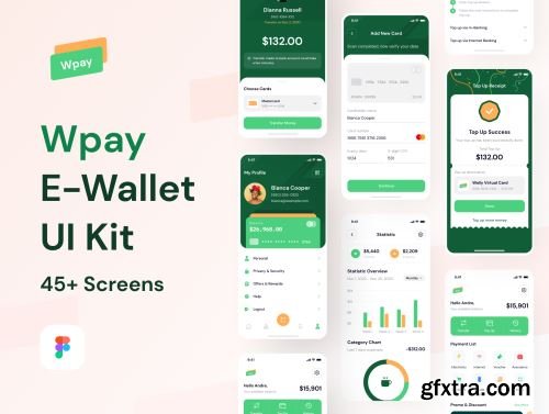 Wpay App - Modern E-wallet App UI Design Kit Ui8.net