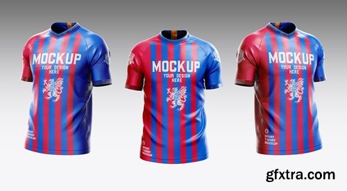 Set 3 Soccer Men’s Sports T-shirts Mockup X6AEMLF