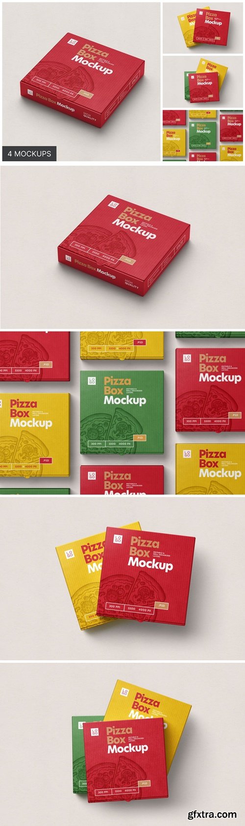 Pizza Box Packaging Mockup Set 94AXC3T