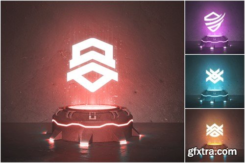 Futuristic Hologram Logo Mockups Set GCA23LG