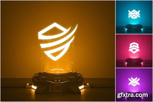 Futuristic Hologram Logo Mockups Set GCA23LG