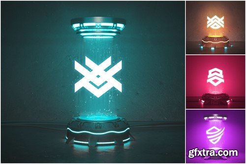 Futuristic Hologram Logo Mockups Set GCA23LG