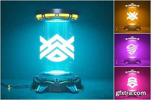 Futuristic Hologram Logo Mockups Set GCA23LG