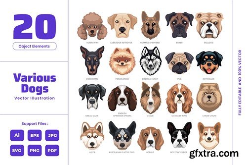 Dog Head - Cute Animal Cartoon Puppy Pet Logo Care CWWKMWJ