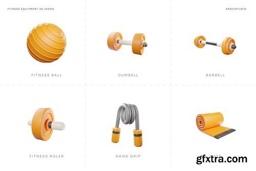 Fitness Equipment 3D Icons LJQYH6Y