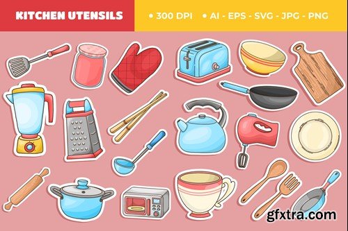 Kitchen Utensils Cute Sticker Set TNVBF5M