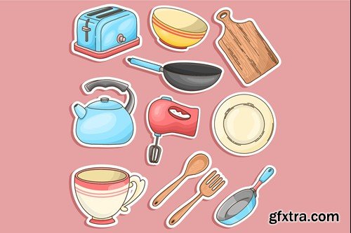 Kitchen Utensils Cute Sticker Set TNVBF5M