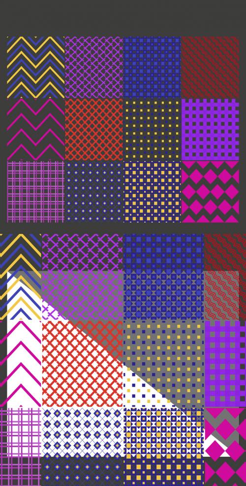 Seamless Bright Geometric Overlay Pattern Set 581558631