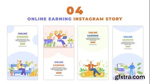 Videohive Online Earning Money Flat Character Instagram Story 47393411
