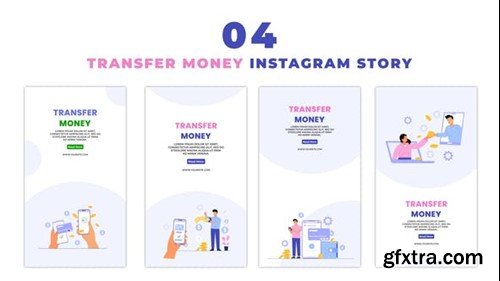 Videohive Online Money Transfer Flat Character Instagram Story 47394958