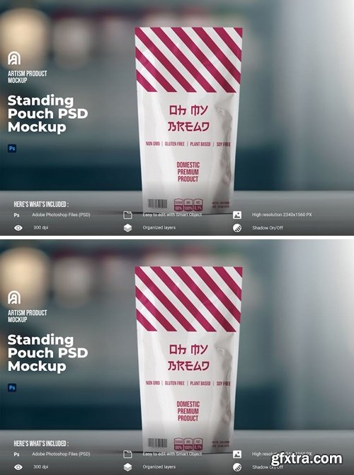 Standing Pouch PSD Mockup 8CBJ24G