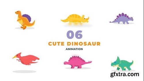 Videohive Cute Kids Dinosaur Flat Character Animation Scene 47390186