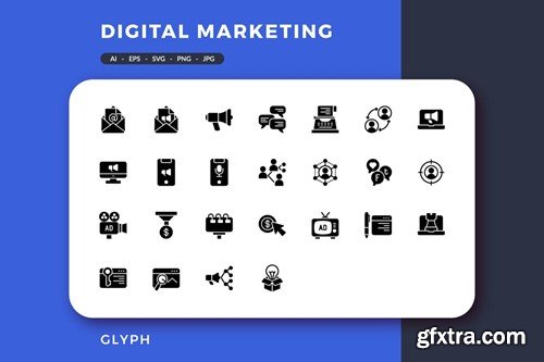 100 icons of Digital Marketing VCJRNPR