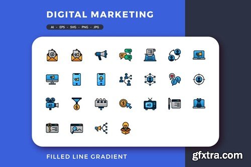 100 icons of Digital Marketing VCJRNPR