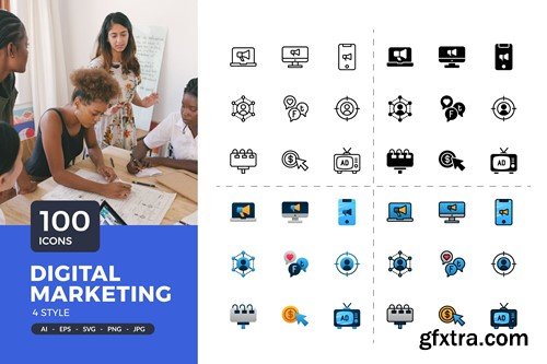 100 icons of Digital Marketing VCJRNPR