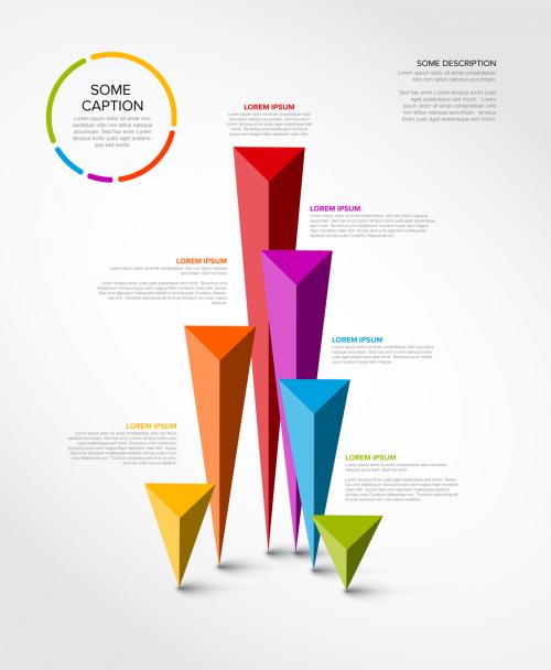 Column block bar chart infographic template with triangle pyramid columns 581767504