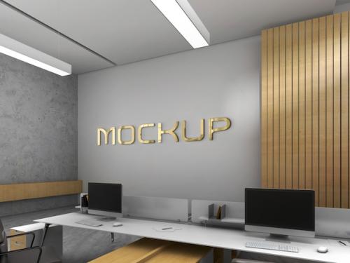 Premium PSD | Office logo in wall mockup Premium PSD