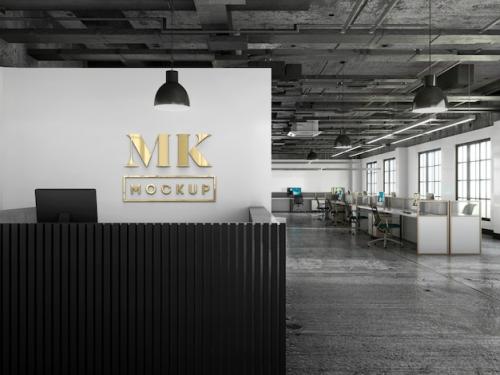 Premium PSD | Office logo in wall mockup Premium PSD