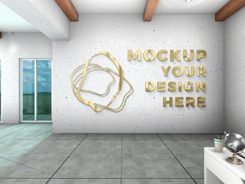 Premium PSD | Office logo in wall mockup Premium PSD