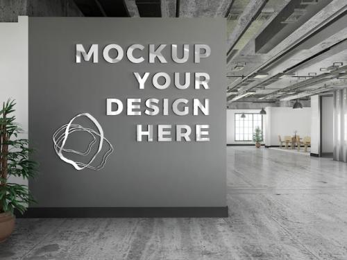 Premium PSD | Office logo in wall mockup Premium PSD