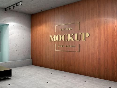 Premium PSD | Office logo in wall mockup Premium PSD