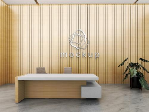 Premium PSD | Office logo in wall mockup Premium PSD