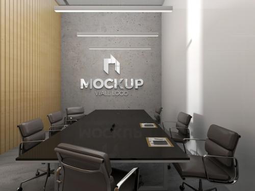 Premium PSD | Office logo in wall mockup Premium PSD