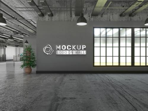 Premium PSD | Office logo in wall mockup Premium PSD