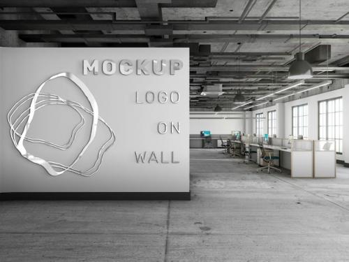 Premium PSD | Office logo in wall mockup Premium PSD