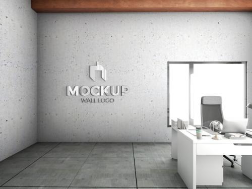 Premium PSD | Office logo in wall mockup Premium PSD